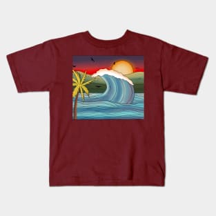 Ocean sunset landscape Kids T-Shirt